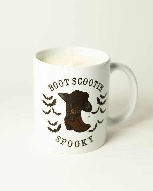 Boots Scoot'n Spooky Mug/Candle