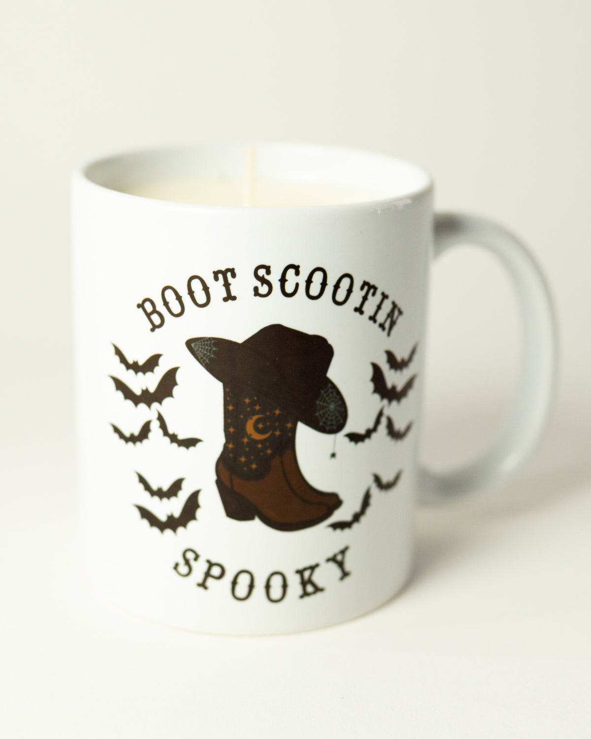 Boots Scoot'n Spooky Mug/Candle