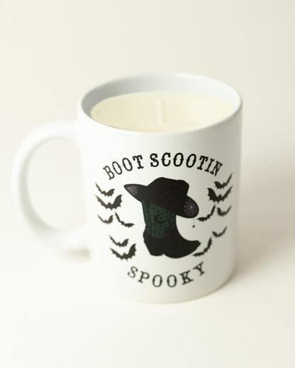 Boots Scoot'n Spooky Mug/Candle
